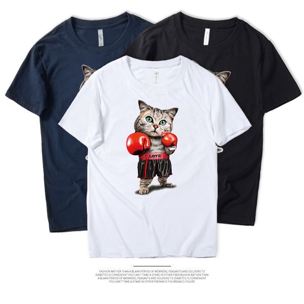 

designer mens t-shirt luxury mens womens short sleeve new brand shirt with boxing cat print looset-shirt casual style size s-3xl wholesales, White;black