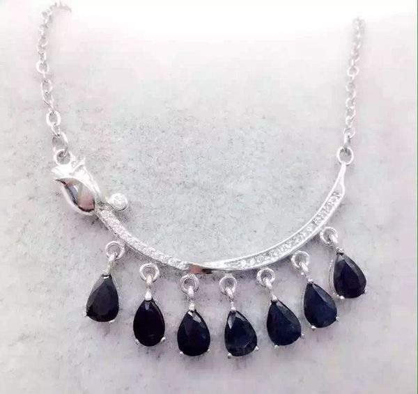 

kjjeaxcmy boutique jewels 925 pure silver inlay natural shandong sapphire clavicular chain female style pendant + necklace