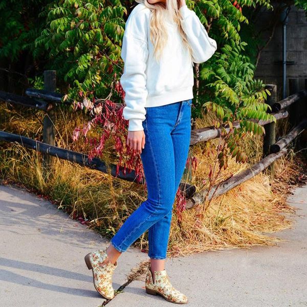 

winter boots women ladies fashion girls floral thick ankle short leisure boot bootie casual shoes ankle boots slip-on women 2019, Black