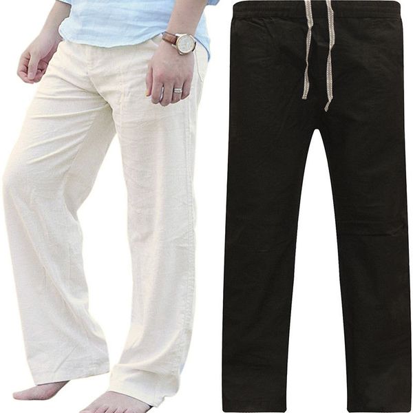 

men drawstring loose pants beach sporting yoga casual long trousers clothing, Black