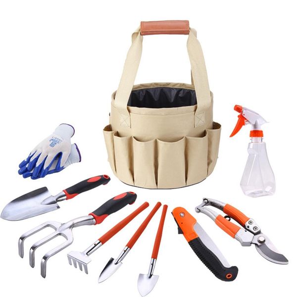 

garden tool set garden tools bag pack set with gloves tote trowel pruners bucket bag 10pcs/set gardening tool kit