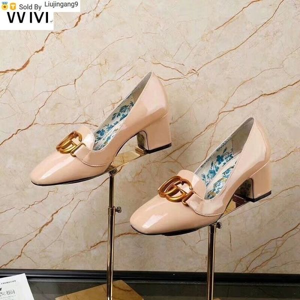 Liujingang9 Umkq Spring New Square Head Women S Retro Thick Single