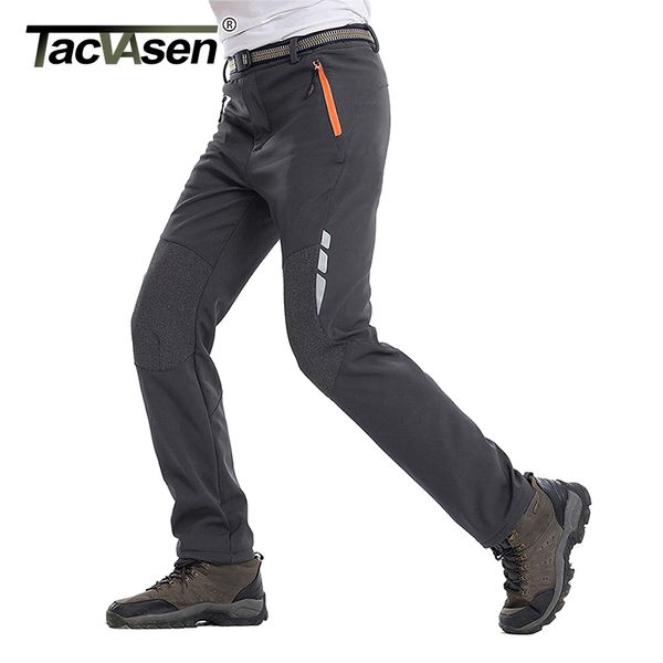 

tacvasen winter pants men waterproof softshell straight sports pants thermal fleece kike snow long trousers windproof snow, Black