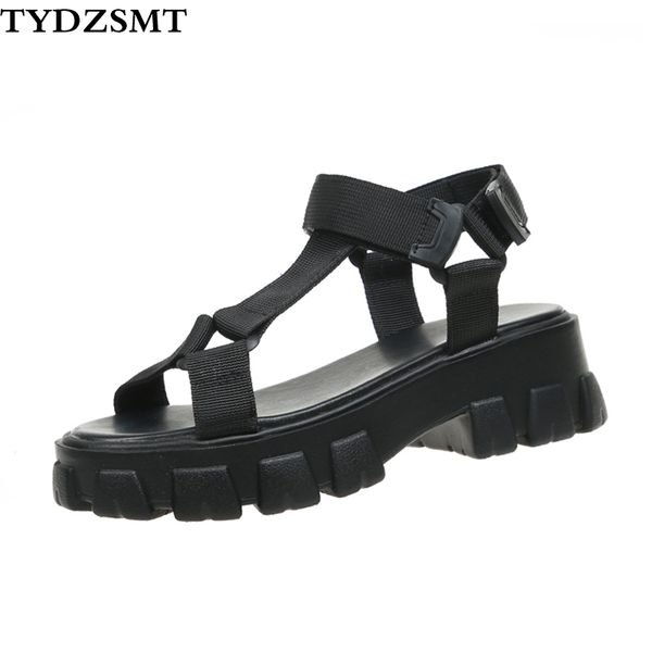 

tydzsmt sandals women mesh black ladies shoes hook & loop leisure women sandals flat with woman 2020 summer