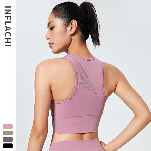 

mesh back sports bra female fitness gym bra running wear yoga clothes vest-style -resistant sport top, White;black