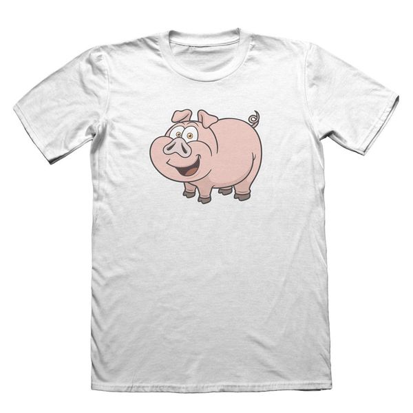 

счастливый pig t-shirt - смешные мужские подарочные костюм hat pink t-shirt ретро урожай классический t-shirt скидка hot new tshirt top free, Black;white