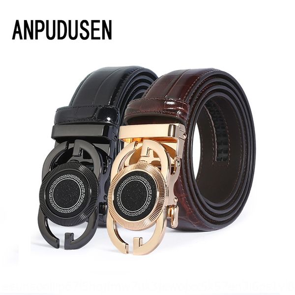 

young men's personality oyu pattern belt alloy automatic buckle casual pants business casual pants belt, Black;brown