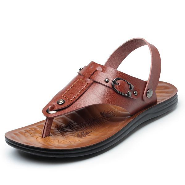 

fashion leisure summer sandals for men basic back strap low beach sandals microfiber solid casual buckle strap breathable shoes, Black