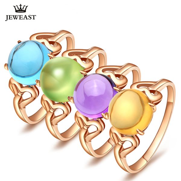 

lszb natural grape stone z citrine amethyst 18k pure gold 2019 new selling ring women shape ring genuine jewelry, Golden;silver