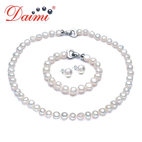 

daimi pearl jewelry sets necklace bracelet earrings baroque pearl sets for women party jewelry wedding jewlery christmas gift y200602, Golden;white