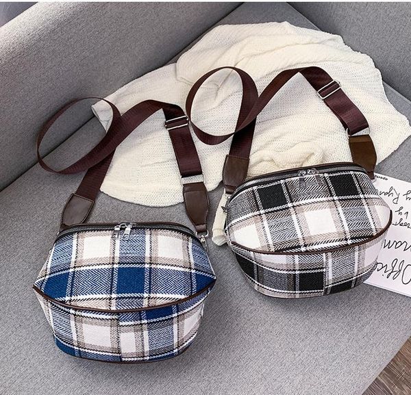 

winter weave plaid crossbody bags for women new small fashion check messenger shoulder bag female travel chest bag and purses