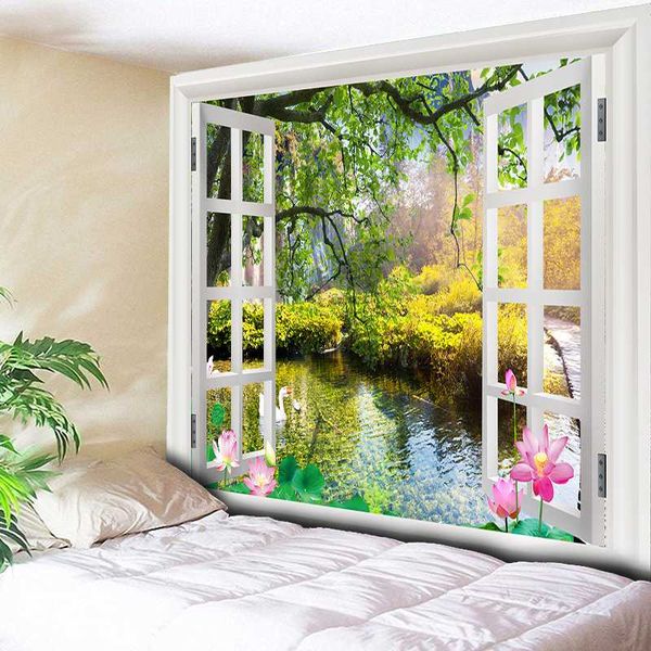 

pond lotus bohemia wall hanging tapestries boho tapestry wall carpet pgraphic background cloth living room blanket 150x200cm