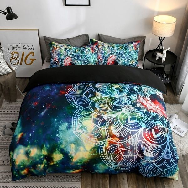 

ethnic style printing bedding set 2/3pcs mandala duvet cover pillow case soft cozy polyester bedclothes twin  king size