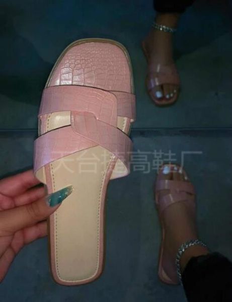 

hkxn 2020 new summer fashion women's slipper women's fashion flat slippers casual wild large size slippers t, Black
