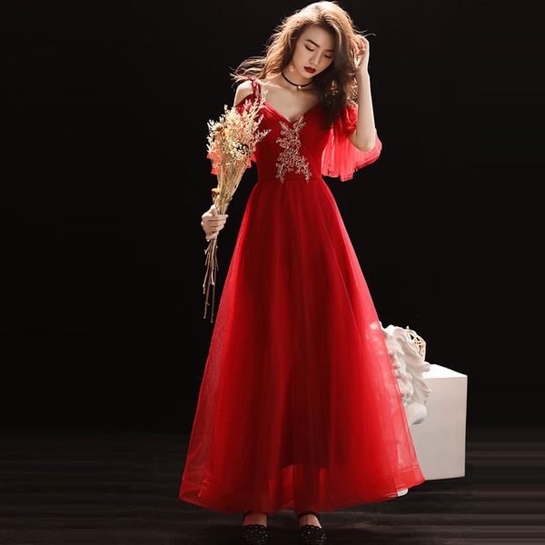 

evening dresses long sling off the shoulder woman long dress v-neck short sleeve formal gown 2019 backless robe de soiree e376, White;black
