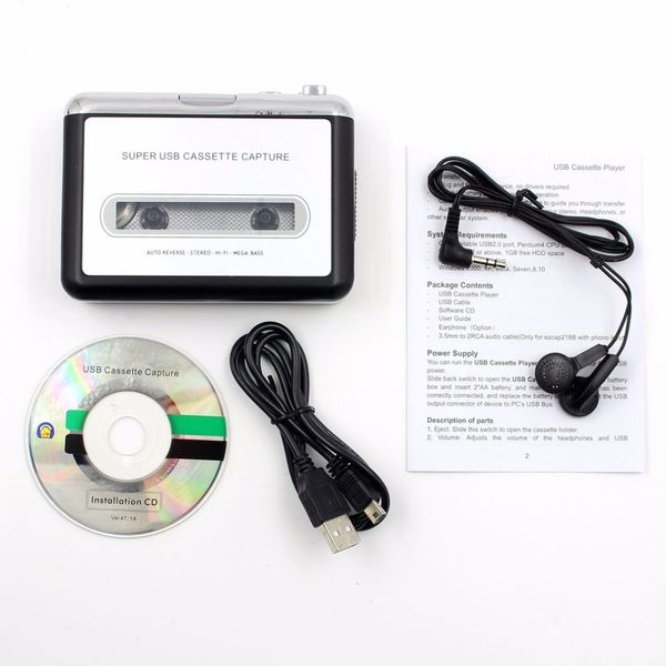 

leshp tape cassette convert to mp3 player converter to usb audio captuer walkman music player + cd +usb cable+ earphones