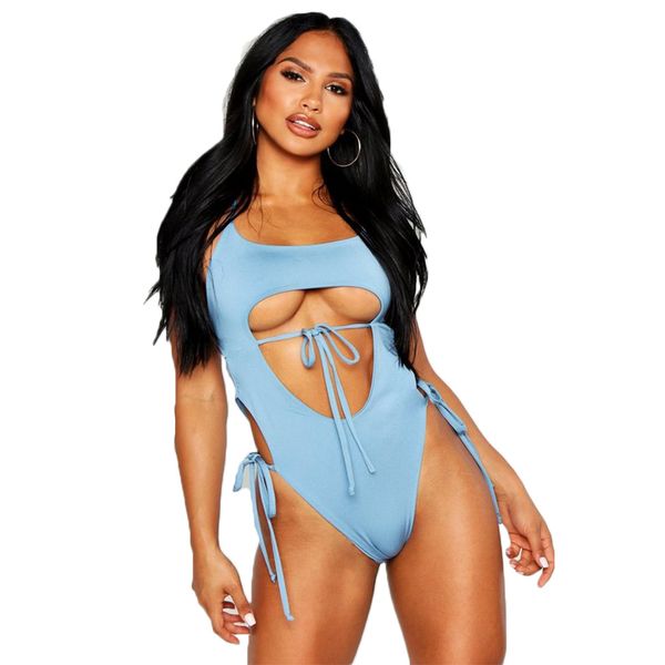 

ins 2020 new one-piece swimsuit european and american large size one-piece swimsuit strap hollow-out navel one-piece swimsuit sale, White;black