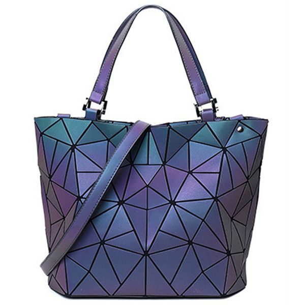 

large capacity handbag geometric diamond luminous shoulder bucket bag fashion dazzling women's deformation female briefcase