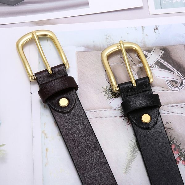 

women's all-match jeans genuine leather leather wide decoration simple casual casual pants jeans belt pants belt, Black;brown