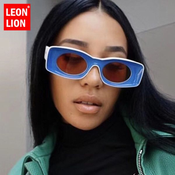 

leonlion 2019 punk square sunglasses women vintage sunglasses women brand glasses fashion gafas de sol mujer, White;black