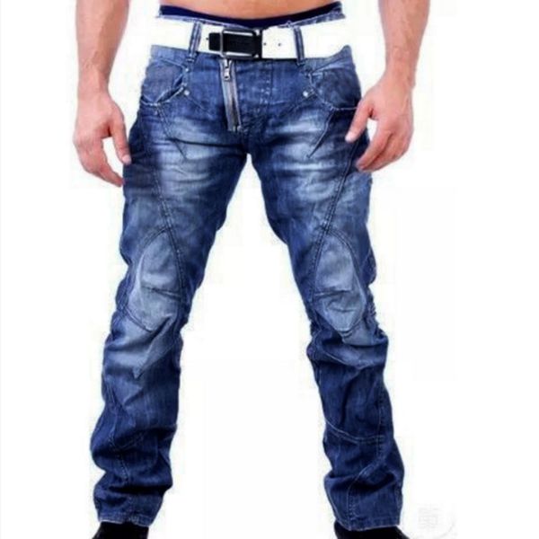 

2019 new fashion foreign trade man jeans man cowboy male denim jeans designer trousers casual skinny straight pants, Blue