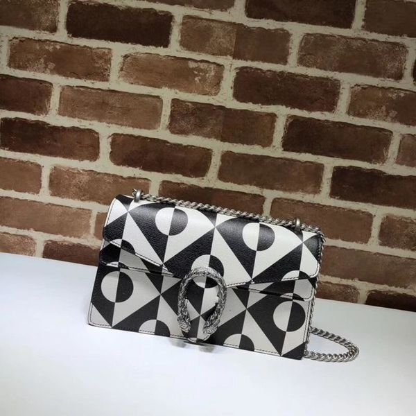 

design letter embossing mosaic pattern shoulder chain bag women genuine leather 400249 crossbody bag