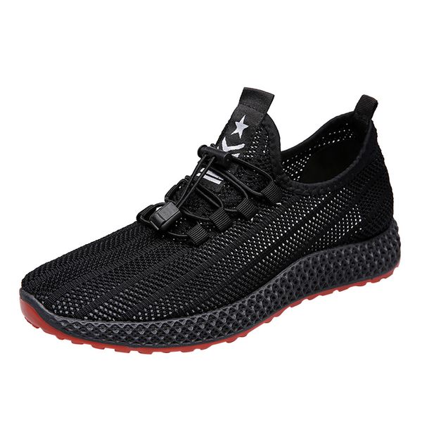 

sagace men's casual sports shoes breathable hollow mesh sports pvc material flying woven mesh outdoor comfortable sports shoes, Black