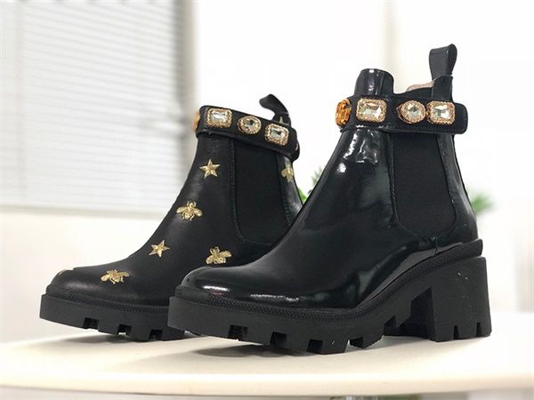 

laureate desert boot designer sandal women boot martin flamingos arrow 100% real leather medal coarse non-slip winter shoes 1a2y7w us 5-11, Black