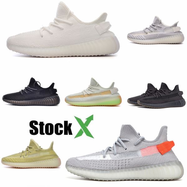 

yecheil reflective kanye west designer shoes triple black blue tint sesame glow yeezreel men women shoes trainers luxury sneakers 5-13 #dss8