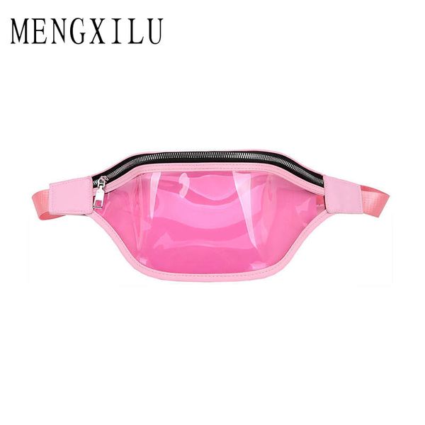 

new fashion women bag for the belt 2019 transparent pvc zipper female ladie girls waist banana bags waistband woman