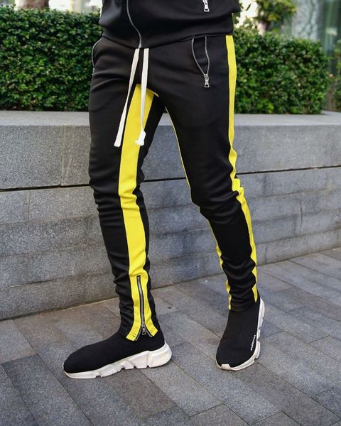 

mens pants fashion casual 2020 striped trousers sweatpants new arrive sport gym running jogger pants sale, Black