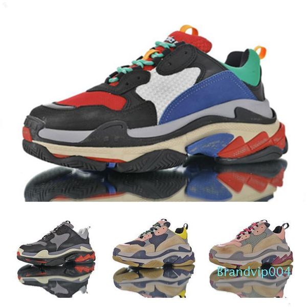 

original box+laces+dust bag luxury paris triple-s sneaker fashion casual platform shoes red black pink men women breathable trainers 35-44
