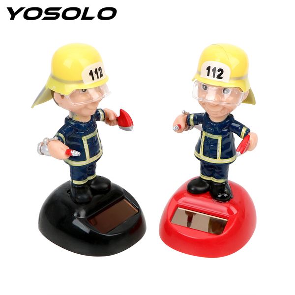 

yosolo firemen shape car ornament car styling dashboard decoration solar powered dancing toy swinging onaments auto accessories