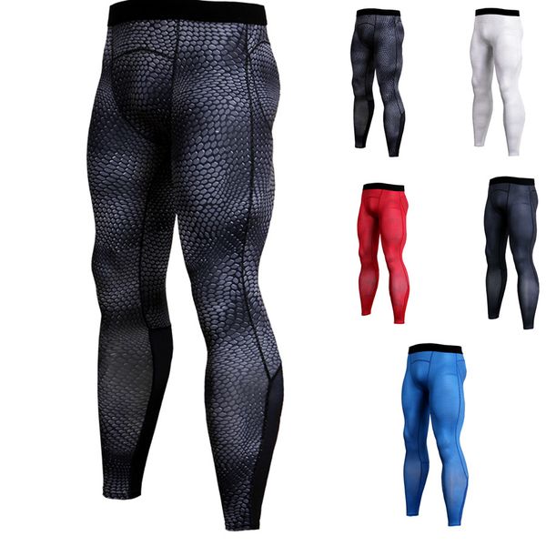 

men compression sports pants running tights dry fit base layer jogger fitness gym wear bodybuilding trousers skinny leggings, Black;blue