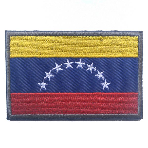 Bordado Venezuela Bandeira de Bandeira Exército Gancho Loop Patch 3D Tático Militar Tecido Armão Nacional Venezuela Flag Badge