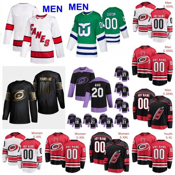 

custom carolina hurricanes jerseys 37 andrei svechnikov 20 aho 86 teuvo teravainen 14 justin williams 11 staal de haan faulk ferland pesce, Black;red