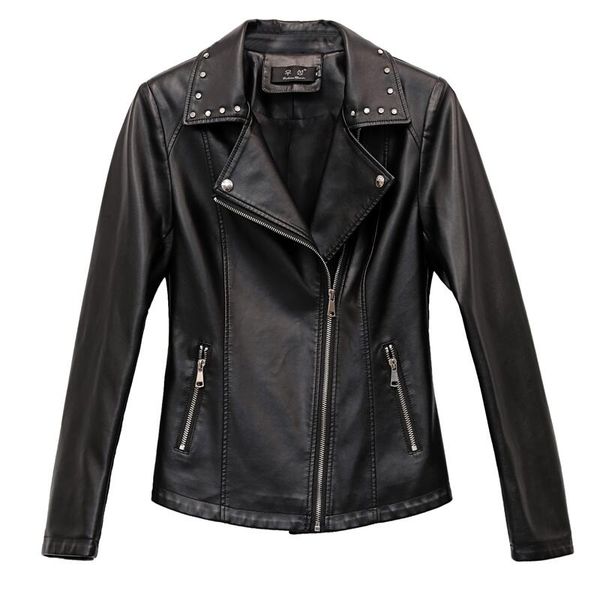

plus size black women's leather clothing spring 2019 new female leather jacket short slim motorcycle coat women red