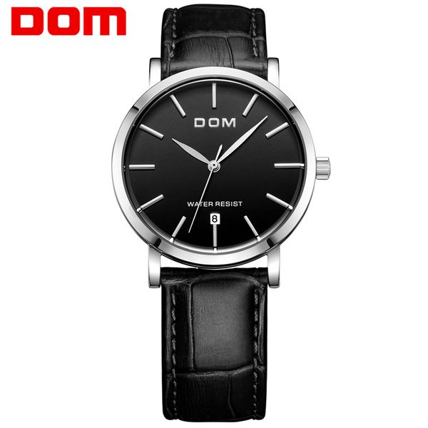 

dom watch casual waterproof vintage table ultra-thin male table fashion genuine leather strap table male watches m-259l-1m, Slivery;brown