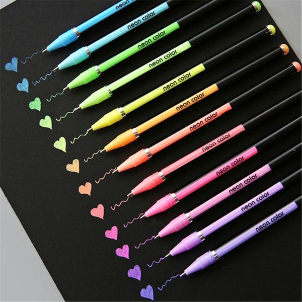 

48 colors/set gel pen metallic marker pens neon color sketch pen creative ballpoint highlighter material escolar l41e