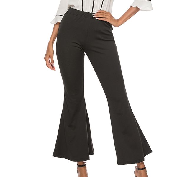 

summer autumn solid elegant female lady women's palazzo flared wide killer legs pants high waist ladies career long trousers, Black;white
