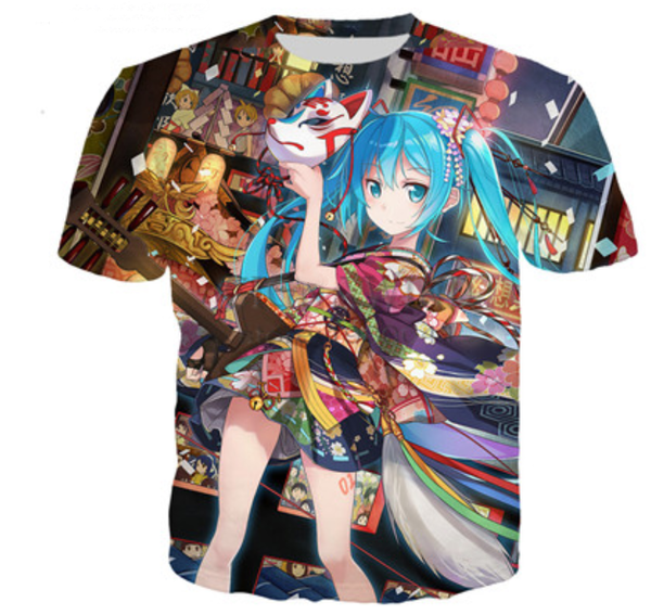 

2019 новый дизайн harajuku топ аниме vocaloid футболки хацунэ мику hd печать 3d футболка мужчины женщины с коротким рукавом футболки уличная, White;black