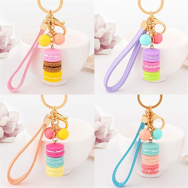 Resina Chaveiro Chaveiro Anéis Macaron Beads Pingente Keychain Titular Bugigangas Jóias Keyring Acessórios para Carro Candy Cor Moda Mulheres Bag Charme