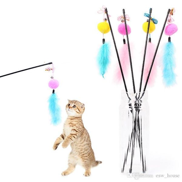 

cat interactive feather toy cat feather bell rod toy kitten funny playing interactive toy pet cat supplies