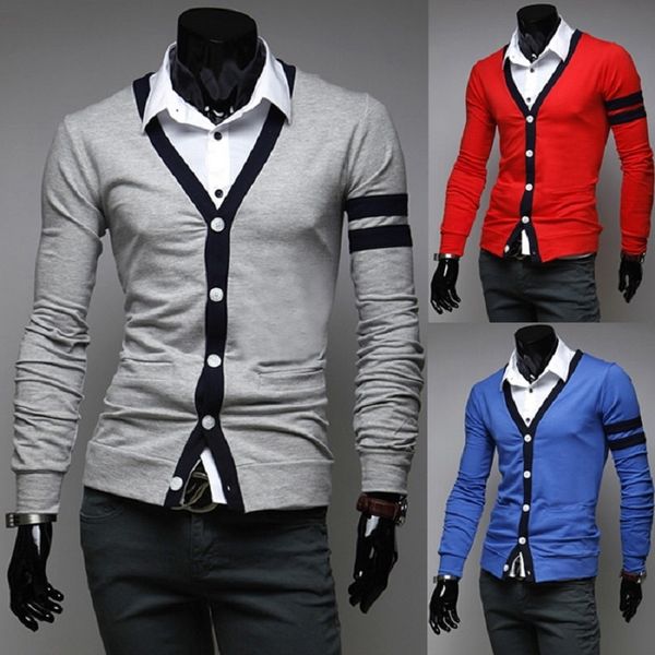 

zogaa 2019 нового мужская мода зима осень твердых мужчины свитер высокого качество v-образный вырез кардиган casual cotton мужских популярны, White;black