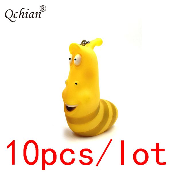 

10pcs/lot 3d larva yellow red soft glue plastic decorative pendant keychain car motorcycle key jewelry backpack pendant, Silver