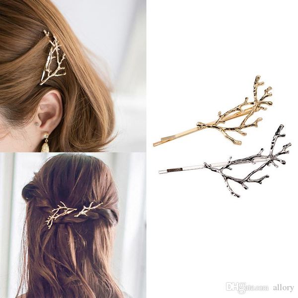 Vintage Gold Silver Tree Hair Clips Girls Alloy Branch Hairpins