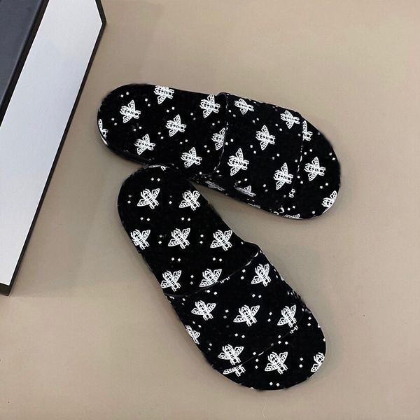 

with box 2020 new male mens slippers bee sandals slide flat casual shoes psychedelic slide leather logo star size 38-45, Black
