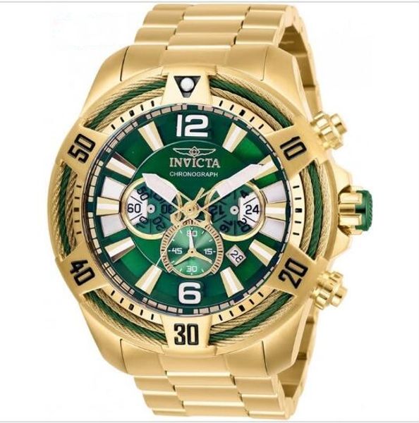 

invicta model -27267 bolt vortex tri cable chronograph watch dial 53mm sapphire blue ss link watch w/dive case luxury men's quartz watc, Slivery;brown