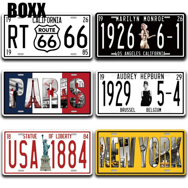 

калифорния нью йорк номерной знак металлическая жестяная вывеска винтажный гараж домашний декор табличка металлический номер плакат настенна