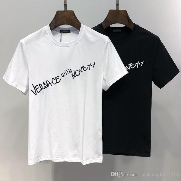 

new summer men's t-shirt brand round neck letter printing men's white loose shirt short-sleeved t-shirt #6237